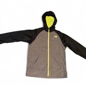 The North Face Kids Gray and Black Hoodie with Yellow Accents